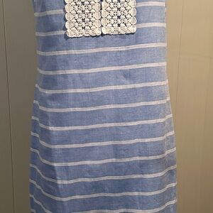 Talbots Blue and White Striped linen blend Dress